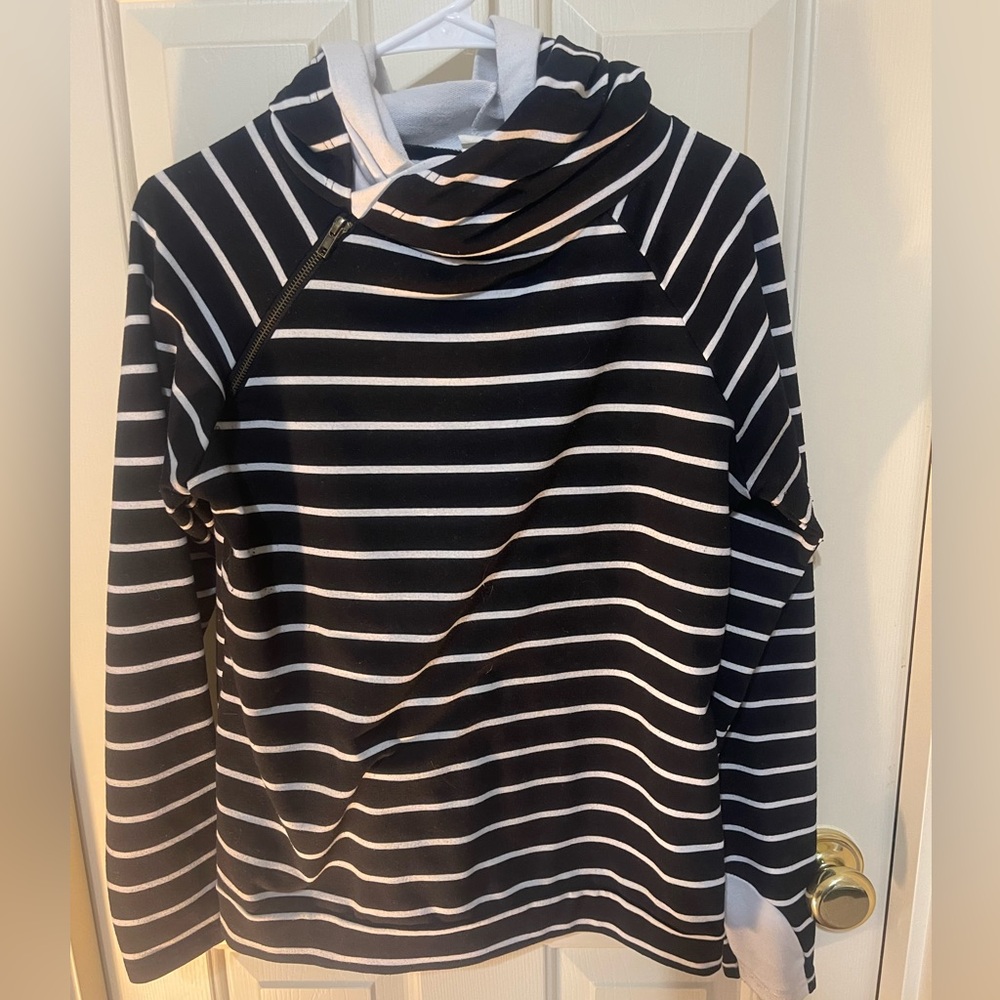 BOUTIQUE ONLY Striped Cowl Neck Sweatshirt